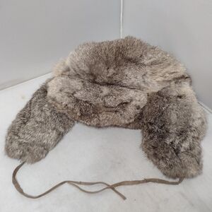 Vintage Men's Muskrat Trapper Fur Hat Unisex Large Cap Flaps G